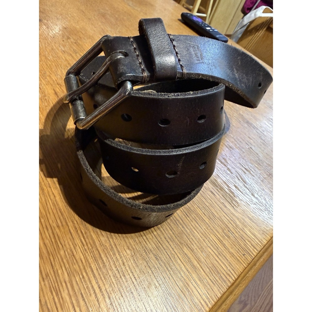 Levi's Genuine Leather Belt 3X 50-52 Brown Gunmetal Buckle Mens
